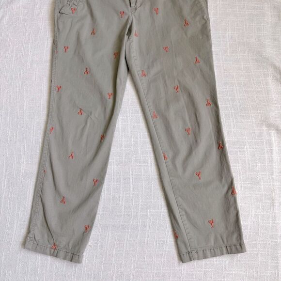 Old Navy Gray Pants Embroidered Lobsters Preppy Y2K Casual SZ 8 - Picture 9 of 13